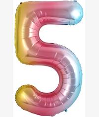 Casey 102cm Rainbow Balloon Number.5 Retail Packaging No