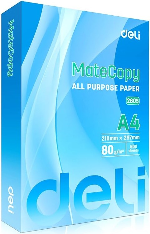 Deli MateCopy A4 5 Reams 80GSM White All Purpose