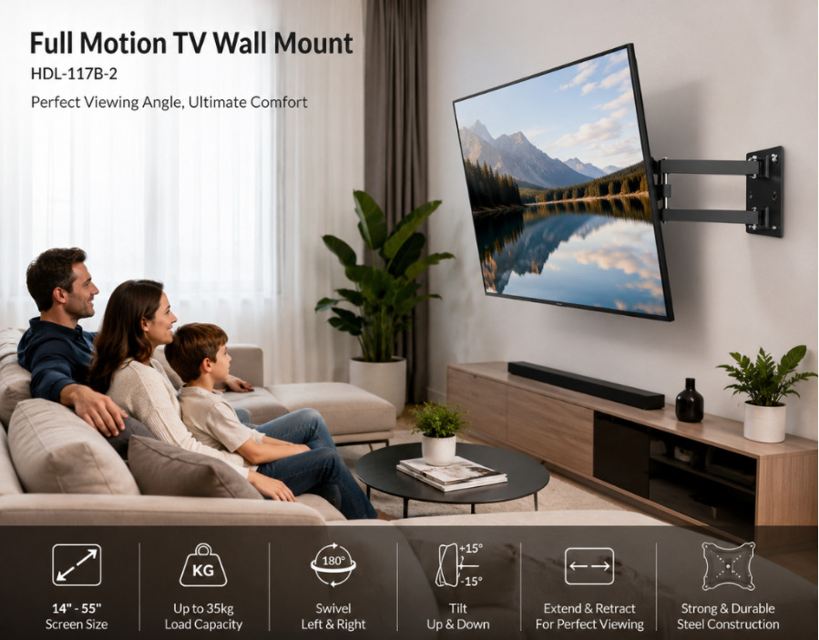 UniQue Full Motion Swivel And Tilt TV And Monitor Bracket — image 4