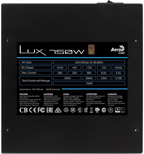 Aerocool LUX Bronze 750W ATX Power Supply Unit — image 4