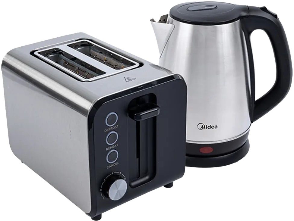 Midea Deluxe Stainless Kettle and 2 Slice Toaster