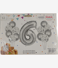 Casey 13pc Silver and White Balloon Set Nr.6