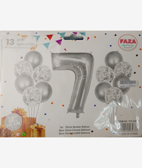 Casey 13pc Silver and White Balloon Set Nr 7