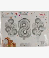 Casey 13pc Silver and White Balloon Set Nr.8