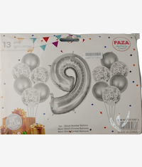 Casey 13pc Silver and White Balloon Set Nr 9