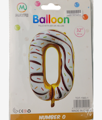 Casey 102cm Donut Balloon Number 0
