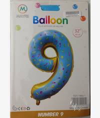 Casey 102cm Donut Balloon Number.9 Retail Packaging No