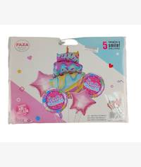 Casey 5pc Pink and Blue Themed Birthday Balloon Set Retail