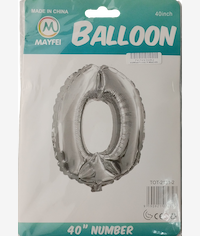 Casey 102cm Silver Balloon Number 0