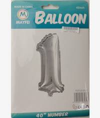 Casey 102cm Silver Balloon Number.1 Retail Packaging No