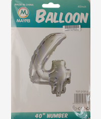 Casey 102cm Silver Balloon Number 4