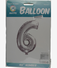 Casey 102cm Silver Balloon Number 6