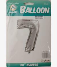 Casey 102cm Silver Balloon Number.7 Retail Packaging No