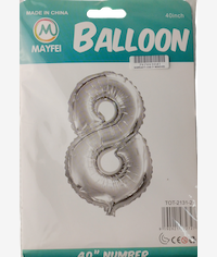 Casey 102cm Silver Balloon Number 8