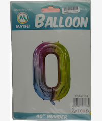 Casey 102cm Rainbow Balloon Number 0