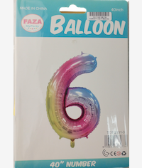 Casey 102cm Rainbow Balloon Number 6