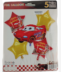 Casey 5pc Red Cars Themed Birthday Balloon Set